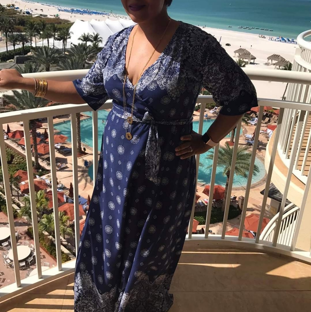 Blue wrap dress
